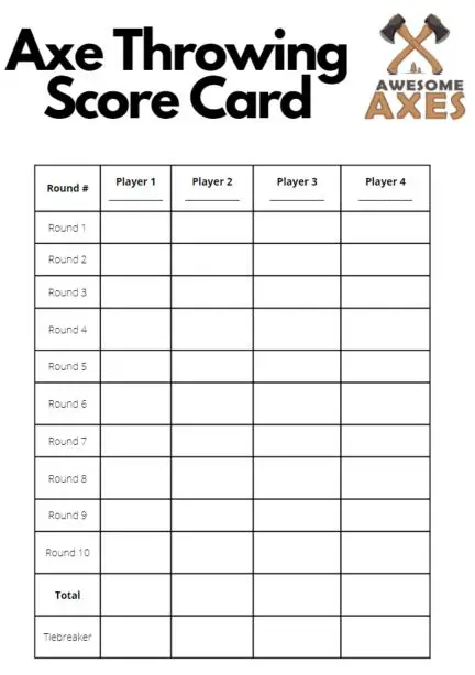Axe Throwing Score Card Download