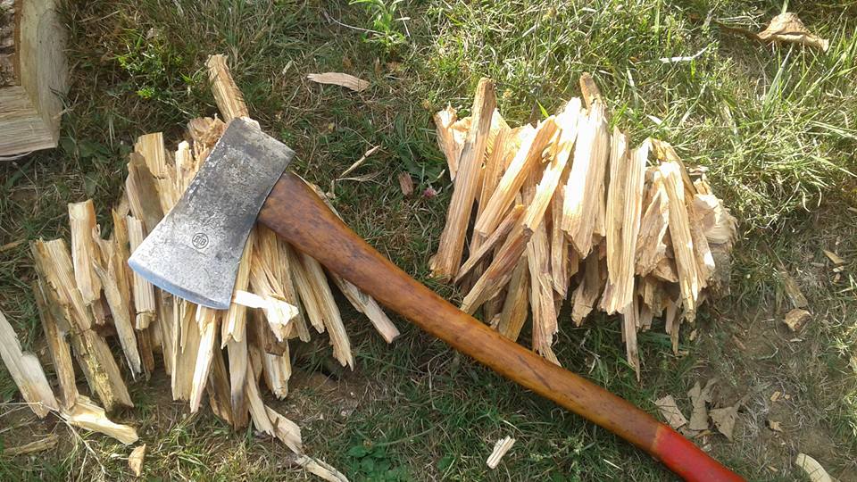 Hults Bruk Boy's Axe in Action Cutting Kindling