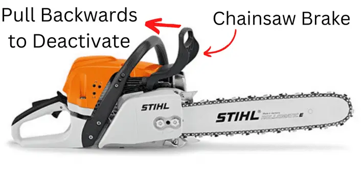 How to Start a Stihl Chainsaw in 13 Easy Steps 9 Deacativate Stihl Chainsaw Chain Brake