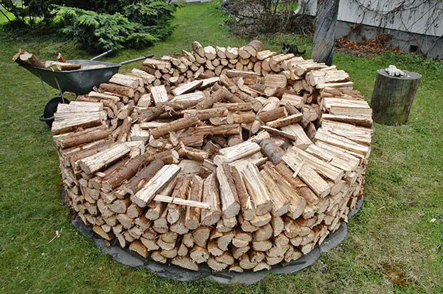 An example of a Norwegian round firewood stack, source: thisnzlife.co.uk