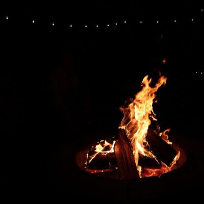 wood burning in a firepit crackle and pop