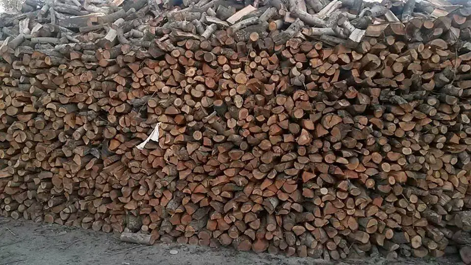almond firewood stacked