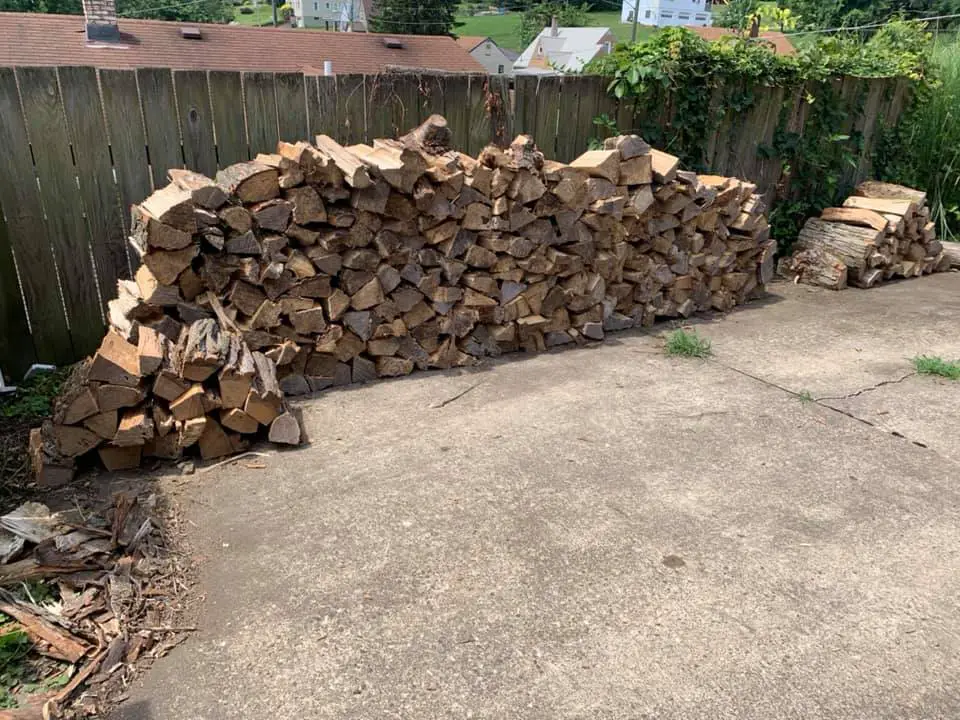 honey locust firewood stacked