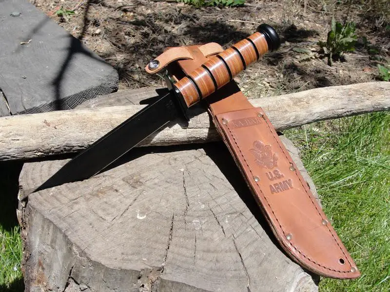 KA-BAR being field tested with leather sheath