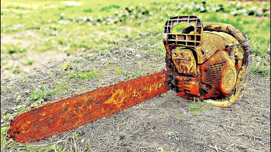 Can You Use a Chainsaw in the Rain? 2 Rusted Chainsaw