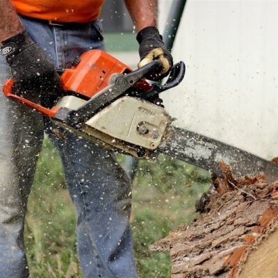 using a chainsaw in the rain